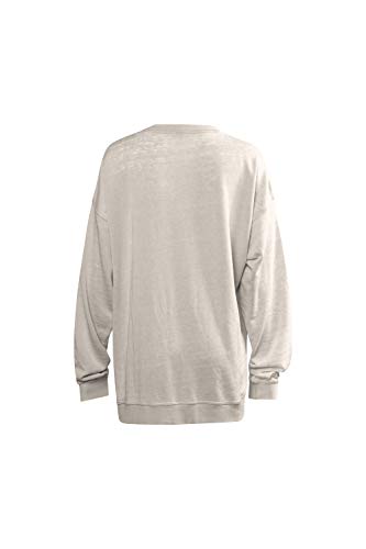 Chicka-d NCAA Womens Burnout Fleece Pullover - Penn State Nittany Lions, Large, Oatmeal