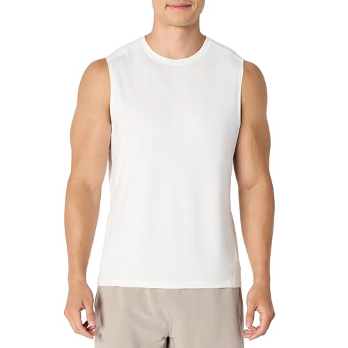 Men's Quick Dry Sleeveless Muscle Shirt - White, Large