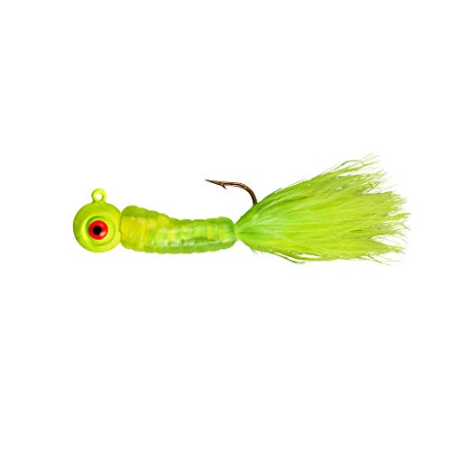 Fuzz-E-Grub Fishing Lure - Soft Plastic Grub & Marabou Tail, 1/4 oz Hot Yellow - Pack of 2