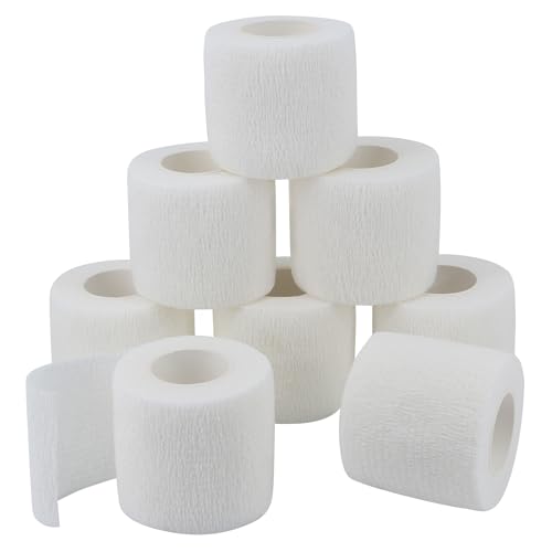 Self-Adhesive Bandage Wrap - Elastic Athletic Tape 8PCS 2" x 14.7 ft - White