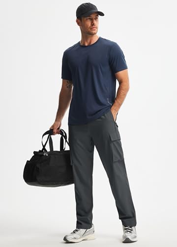 Libin Men's Medium Dark Grey Elastic Waist Cargo Hiking Pants - Athletic Track Trousers