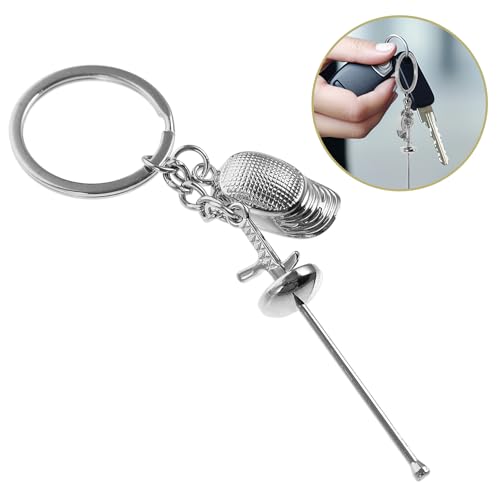 Yardwe B Fencing Keychain Metal Souvenir for Fencer, Handbag Charm Gift