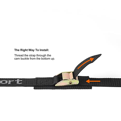 Heavy Duty Cam Buckle Tie Down Straps - 1" x 16' - Black