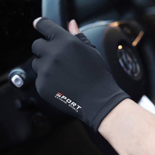 Mens UV Protection Fishing Gloves - Fingerless Non-Slip Breathable - Black11
