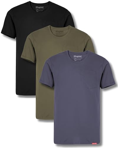 Kingsted Large Pack Men's Pocket T-Shirts - Super Soft 100% Cotton, Comfortable