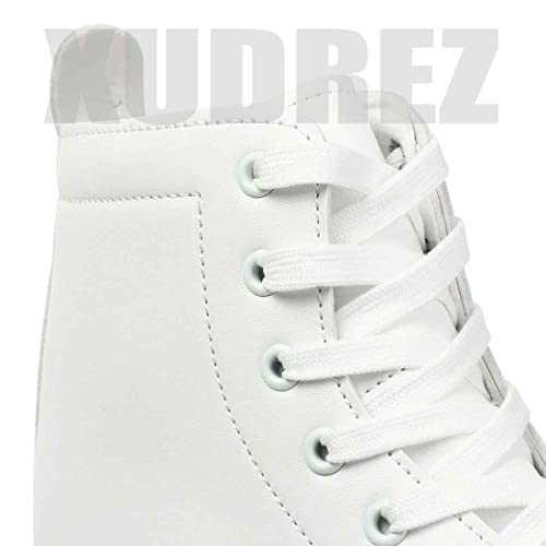 XUDREZ White Flash Wheel High-Top Double-Row Leather Roller Skates for Men Women 8.5-10
