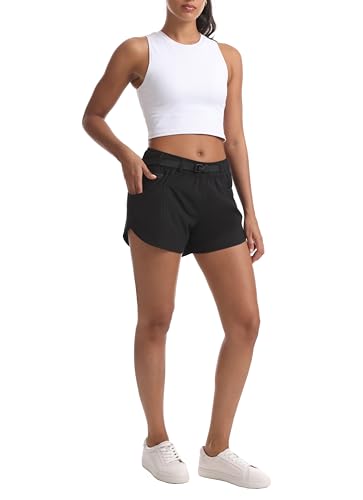 Rrosseyz Women's Quick Dry Hiking Shorts with Pockets - Large, Ink Black