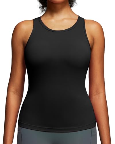 IUGA Built-In Bra Racerback Workout Tank Top for Women – Large, Black