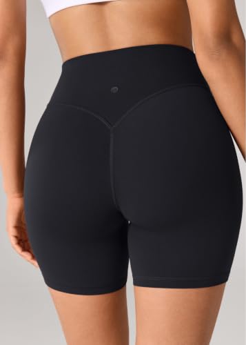 UNISSU Hugcurve No Front Seam Biker Shorts 6'' Large Black