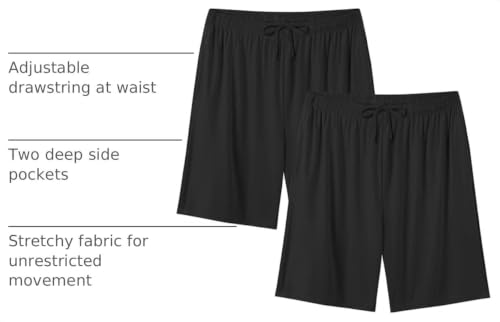 Men's Large Black Athletic Shorts 2-Pack - Quick Dry Workout Gym & Running