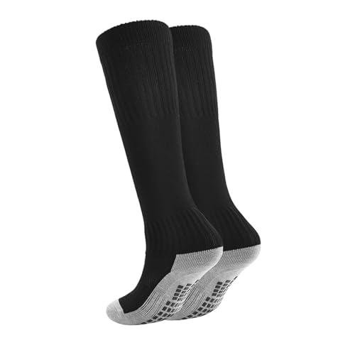 Boys Athletic Knee High Soccer Socks with Grip - 7-10 Years, Black