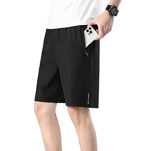 Boys Quick Dry Lightweight Running Shorts with Zipper Pockets - Size 12-13