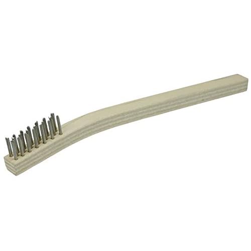 Weiler 44167 Small Hand Wire Scratch Brush, Stainless Steel Fill, Wood Block, 3 X 7 Rows, Made in the USA