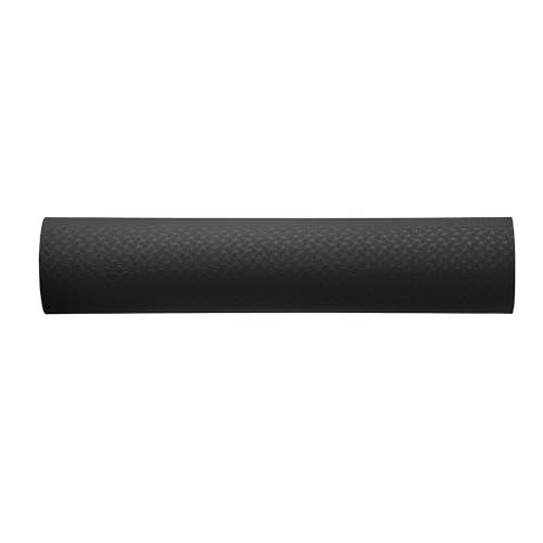 TPE Exercise Yoga Mat - 1/4 Inch Thick with Carrying Strap - Black