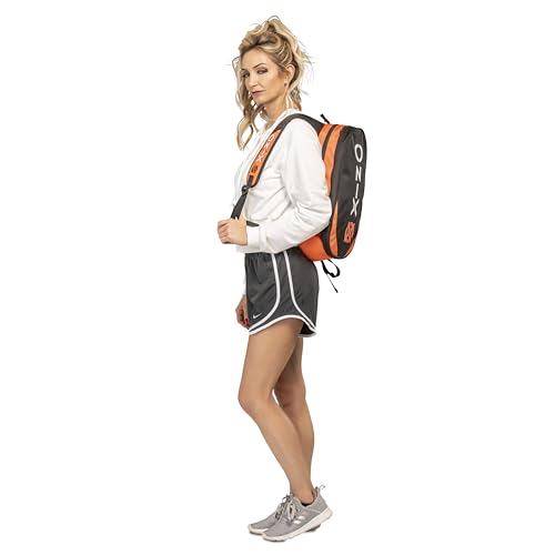 ONIX Pickleball Pro Team Long Lasting Durability Hook and Loop Closure Easy to Carry Straps Paddle Paddle Compartment Polyester Mini Backpack — Orange/Black