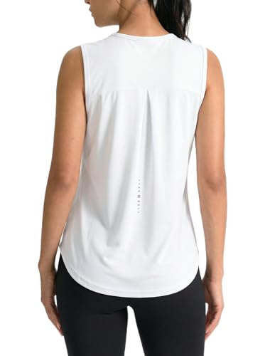 Sleeveless Workout Tank Top for Women - Large, White