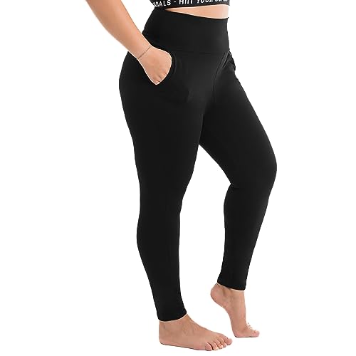 Plus Size Leggings with Pockets for Women - Black 3X-Large