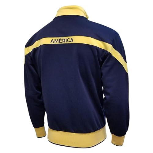 Club America Soccer Track Jacket - Unisex Adult - Navy Yellow Stripe, Large