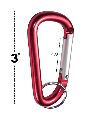 5pc 3-Inch Aluminum D-Shape Carabiner Keychain Clip Set - Durable Snap Hook
