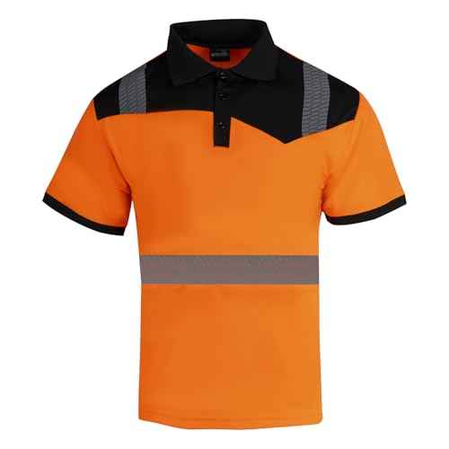 Hi Vis Polo Safety Shirts 2 Pack Class 3 Reflective High Visibility Work Construction Shirts for Men