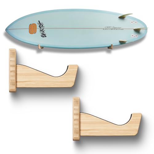 Bamboo Surfboard Wall Mount Rack - Tan Color for Longboards & Shortboards