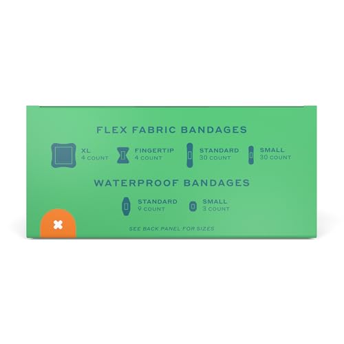 80 Count Family Pack of Flexible Waterproof Bandages - Assorted Sizes & Patterns