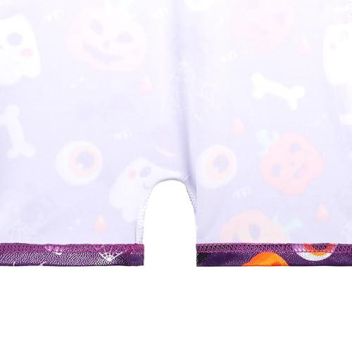 Girls' Gymnastics Unitard with Shorts - Purple Halloween, 8-9 Years