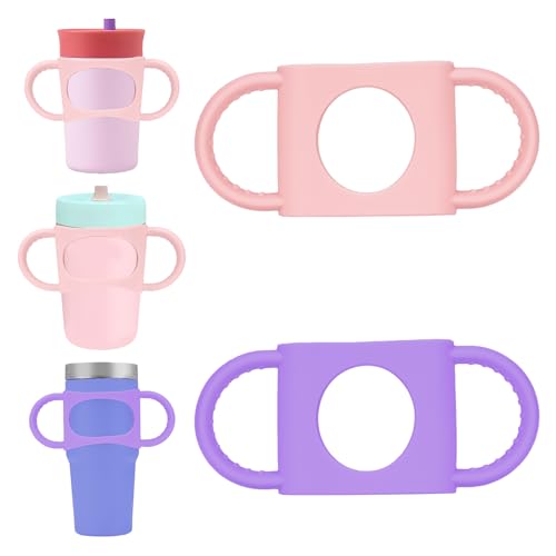 Silicone Tumbler Handle 2-Pack for 12-15oz Kids Cups - Pink & Purple
