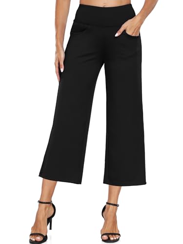CADMUS High Waist Yoga Pants Women Wide Leg with Pockets 25" Inseam Large Black