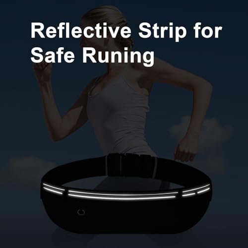 Slim Running Belt for Women & Men - Black Fanny Pack with 3 Pockets