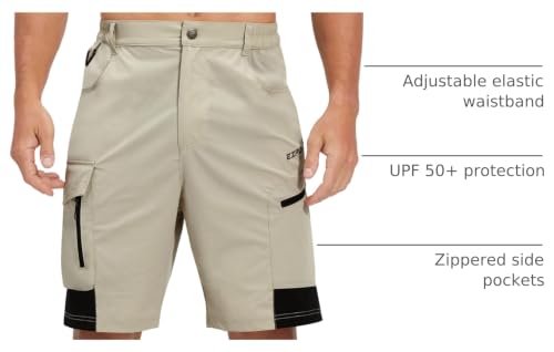 EZRUN Men's Quick Dry Hiking Cargo Shorts UPF 50+ Khaki Large
