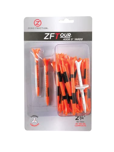 30 Pack Zero Friction Tour Golf Tees - Orange, 3-1/4-Inch