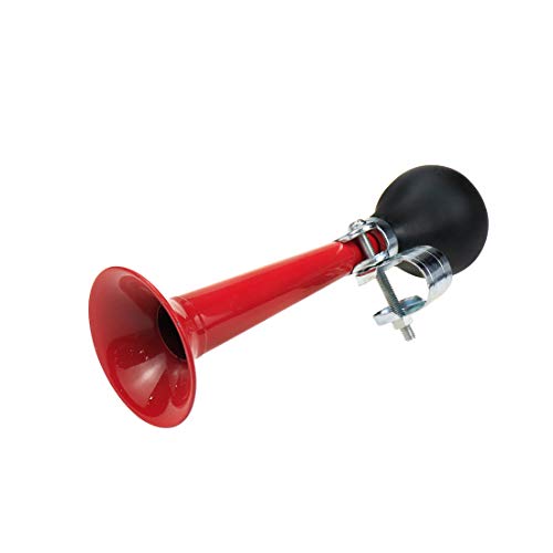 Red Metal Bicycle Bugle Horn - Squeeze Bulb Design