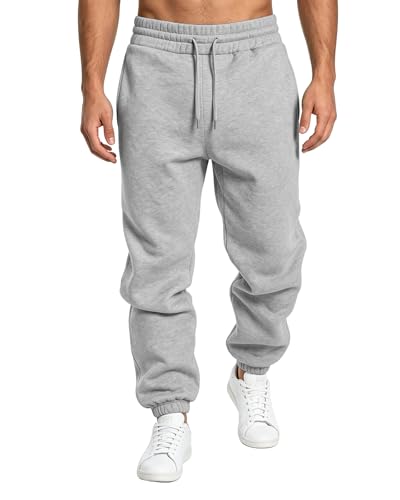 A WATERWANG Men's Light Grey Cotton Joggers XL - Casual Athletic Sweatpants for Men