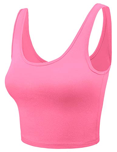 Women's Sleeveless Racerback Crop Tank Top - Small, Candy Pink