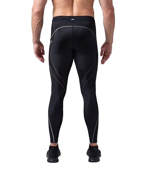 CW-X Men's Stabilyx Joint Support Compression Sports Tights, Pants for Running and Recovery, Black/Charcoal, Large, 225809A