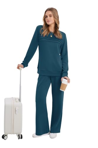 WIHOLL Women's 2 Piece Sweatshirt Set Casual Lounge Tracksuit | Cozy Travel Outfit