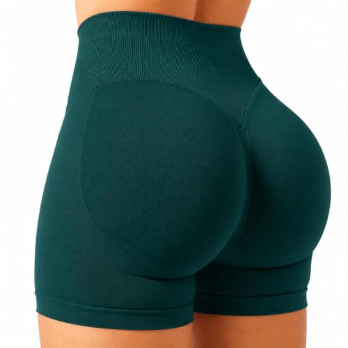 Scrunch Butt Lifting Biker Shorts for Women - Peacock Green, Small