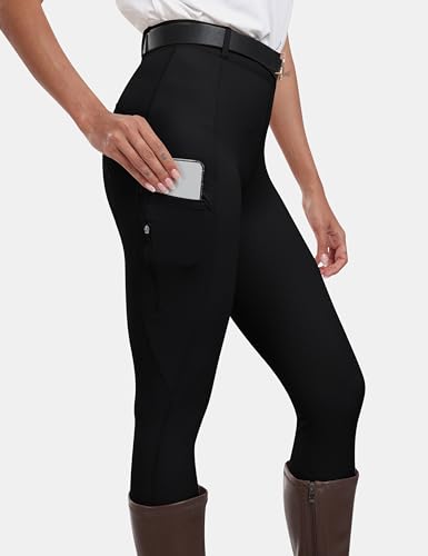 Women's Silicone Full Seat Riding Tights with Zipper Pockets - Medium/Black