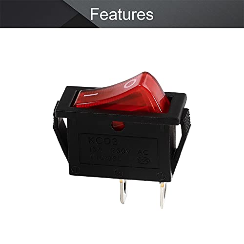 2-Pin SPST Rocker Switch - 15A 250V On/Off Boat Toggle Switch