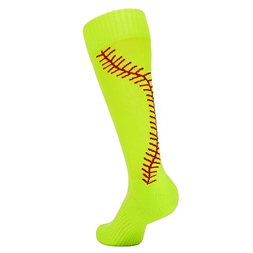 Softball Baseball Socks for Women & Girls - Medium Neon Yellow