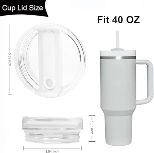 STRAMIOR 2-Pack Replacement Lid for 40 oz Stanley Quencher Tumbler White (Splash-Resistant)