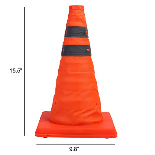 Sunnyglade 4 Pack 15.5 inch Collapsible Traffic Cones Multi Purpose Pop up Reflective Safety Cone