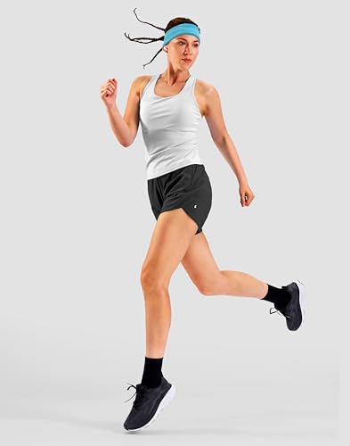 Soothfeel Women's 5 Inch Running Shorts with Zipper Pockets - Large Black