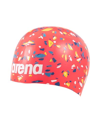 Arena Poolish Molded Silicone Swim Cap for Training & Racing - Confetti Red