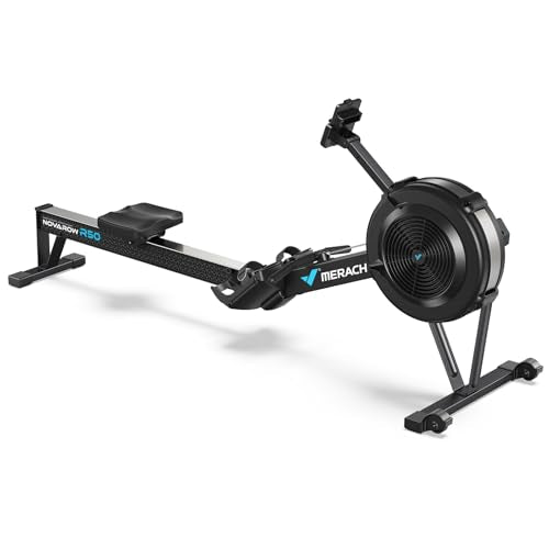 NovaRow R50 Pro Rowing Machine - Ergonomic, Adjustable Air Resistance, Backlit Monitor