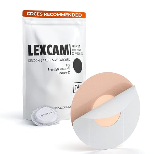 Lexcam Waterproof Tan Dexcom G7 Over Patches Sweatproof Skin-Friendly Adhesive
