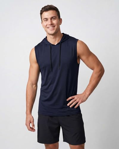 Real Essentials 3 Pack Men's Dry Fit Tank Top Hoodie Sleeveless Workout Shirts XX-Large