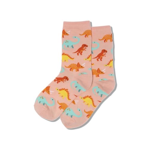 Animal Series Boys' Casual Crew Socks - Dinosaur (Blush) Large-X-Large