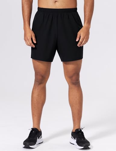Men's 2 in 1 Running Athletic Shorts - 5 Inch Inseam, Quick Dry, Medium / Black